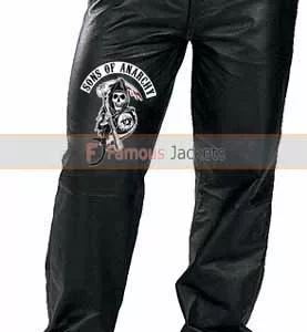 Sons Of Anarchy Motorcycle Leather Pants With Patches
