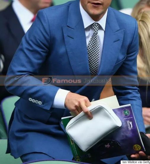 Bear Grylls Blue Suit at Wimbledon 2015