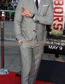 Neighbors Premiere Zac Efron Three Piece Grey Suit