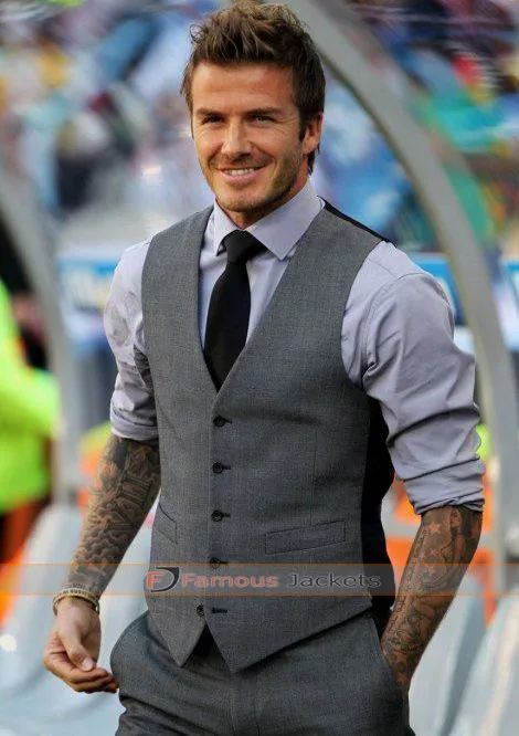 David Beckham Grey Waistcoat Suit