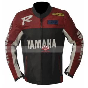 Yamaha R Series Red & Black Motorcycle Leather Jacket