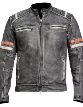 Men’s Cafe Racer Retro Distressed Leather Jacket