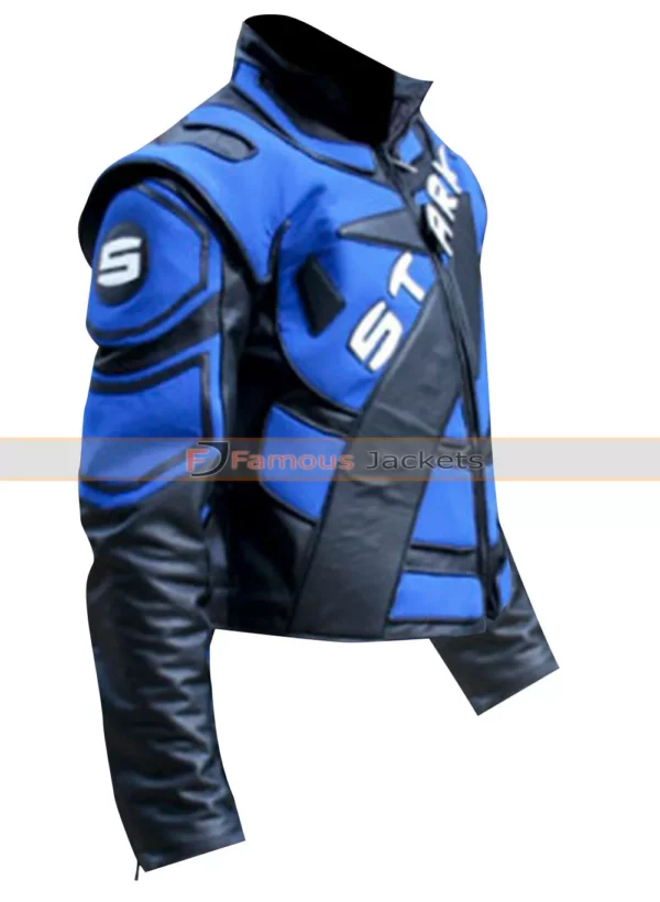 Tony Stark Iron Man 2 Motorcycle Blue Leather Jacket