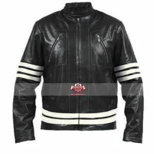 X Men Logan White Stripes Motorcycle Leather Jacket