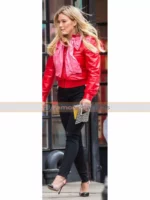 Hilary Erhard Duff Stylish Red Leather Jacket