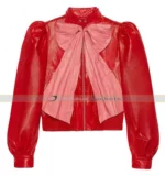 Hilary Erhard Duff Stylish Red Leather Jacket