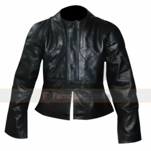 Ladies Black Leather Fringe Motorcycle Jacket - Famous Jackets