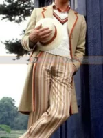 Doctor Who 5th Red Stripe Peter Davison Trench Coat