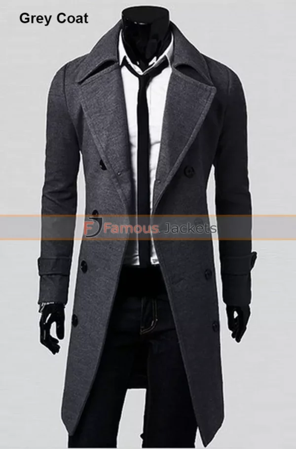 Mens Double Breasted Trench Coat - Casual Slim Fit Winter Blazer