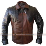 Criss Angel Quilted Biker Style Brown Leather Jacket