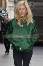 Ellie Goulding Emerald Green Bomber Satin Jacket