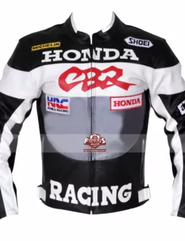 Honda CBR Motorcycle Racing Grey/Black Leather Jacket