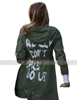 Melania Trump I Really Don’t Care Green Cotton Coat
