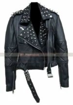 Nicole Richie Studded Black Leather Motorcycle Jacket
